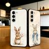 Cute P-Peter Rabbit Phone Case For Samsung S20,21,22,23,24,25,26 Ultra,Plus,Black Soft Cover