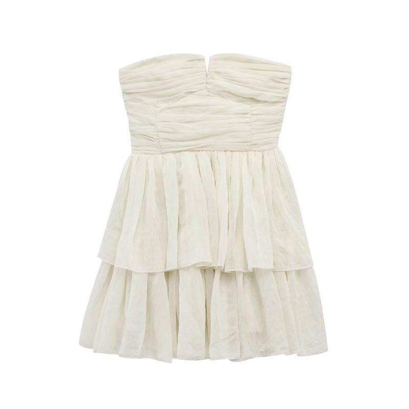 

Kaslead New Arrival Women s Clothing Fashion Style Fashion Flared Skirt Tube Top Dress 1281448 Milky White L