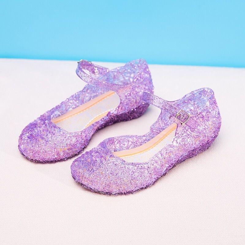 Dziewczęce Buty Księżniczki na Niskim Obcasie Dziecięce Nowe Letnie Sandały Dziewczęce PVC Żelkowe Buty Kopciuszek Kryształowe Buty Dziecięce Sandały na Koturnie