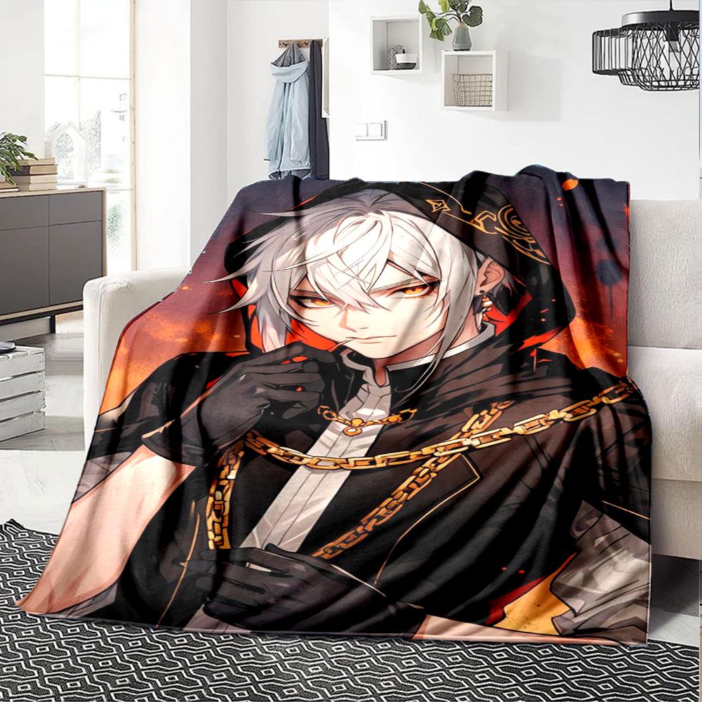 1Pc Genshin Impact Anime Character Blanket Soft Comfortable Polyester Blanket All Season Use Suitable Bedroom Office Outdoor Christmas Gift Choice Pri