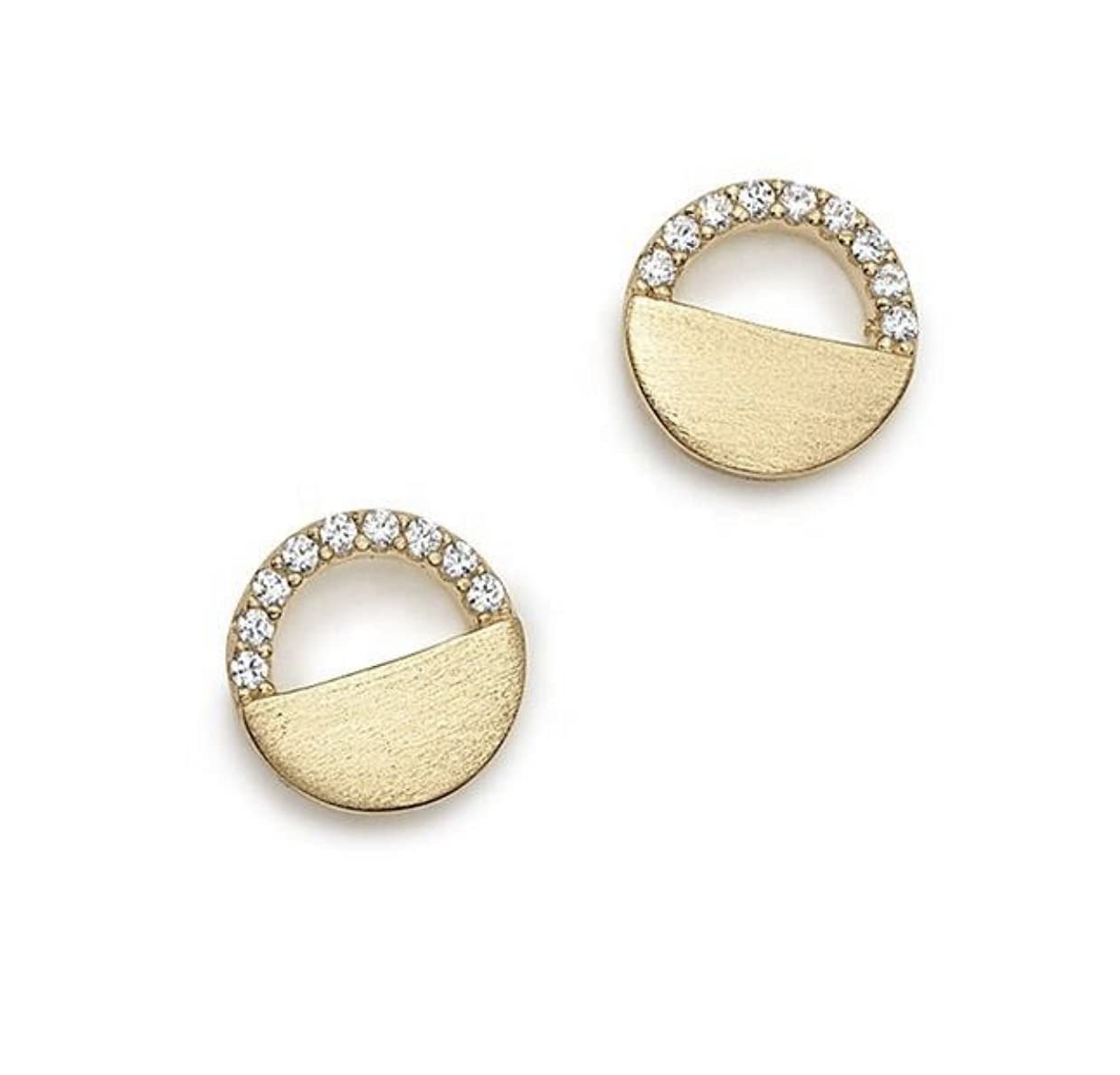 

Stud Earrings Bubble Circle Pierce Earrings Half Zirconia [Naot Jewelry] Women s Type