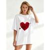 Oversized T Shirt Black Rose Heart With Arrow Print Casual Wear For Women