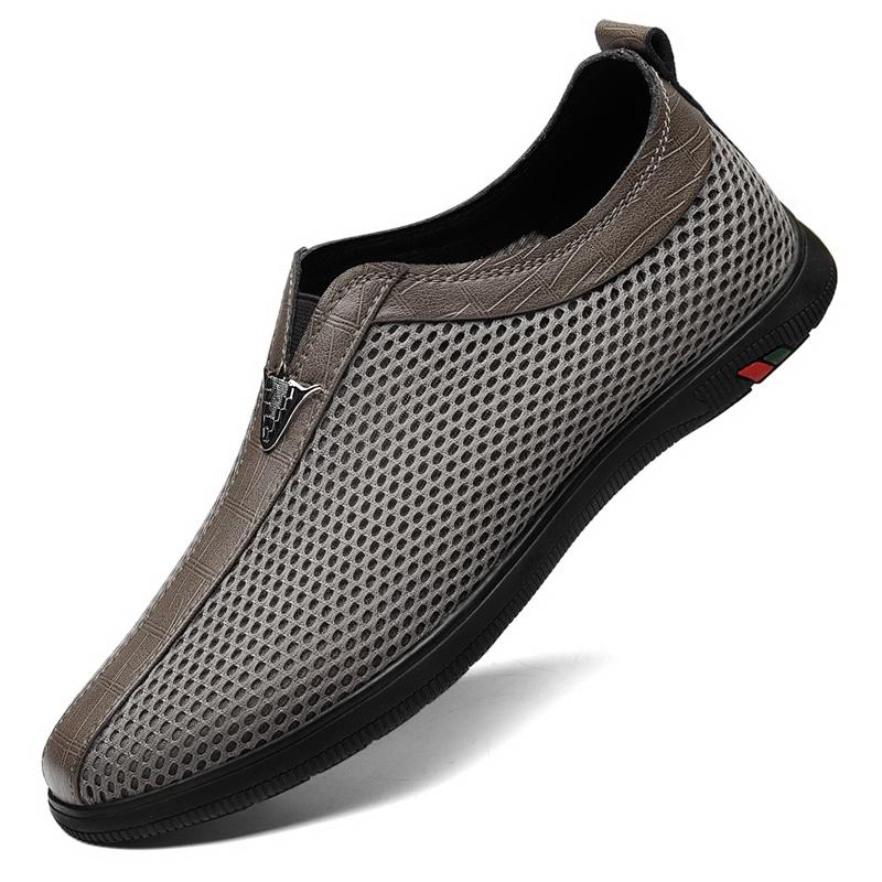 

Высококачественная мужская повседневная обувь, роскошные брендовые мужские мокасины из натуральной кожи, мокасины с открытыми ступнями, дышащие, без застежек, обувь для вождения 46