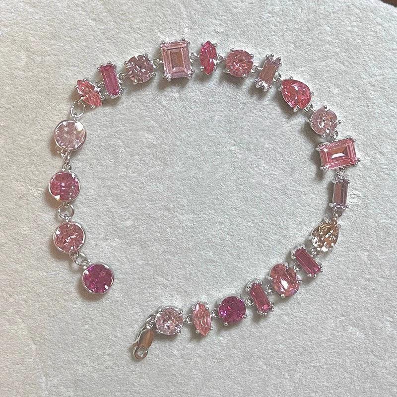 Bracciale colorato in zirconi "Arco di Cuore", bracciale squisito di nicchia di lusso leggero di fascia alta, gioielli semplici e freddi