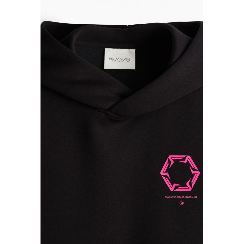 H M Sleeveless Sports Hoodie Loose Fit dryMove Black dopaMine rusH