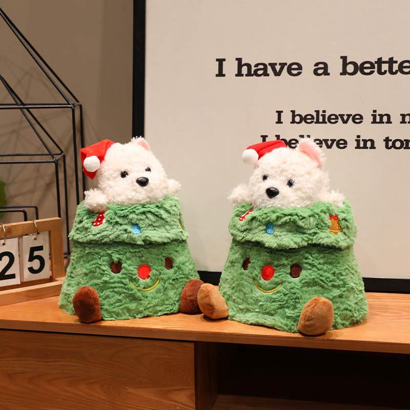 Christmas Tree Dog Plush Toy With Hidden Puzzle For Kids And Adults