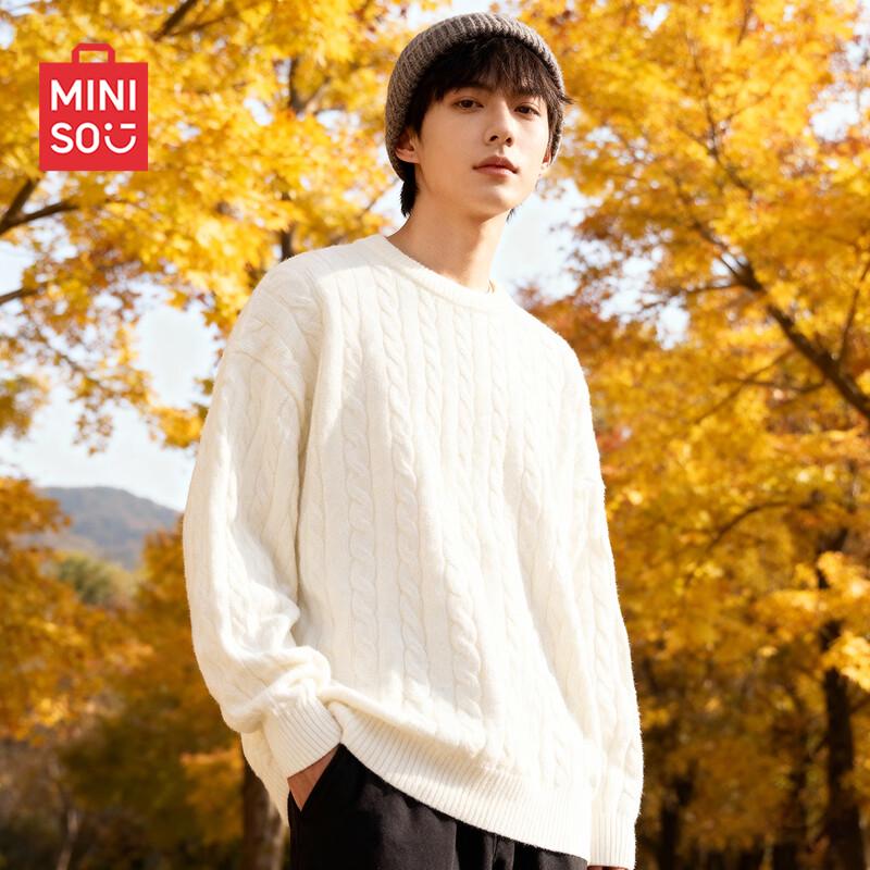 MINISO Men's Cable Knit Round Neck Sweater