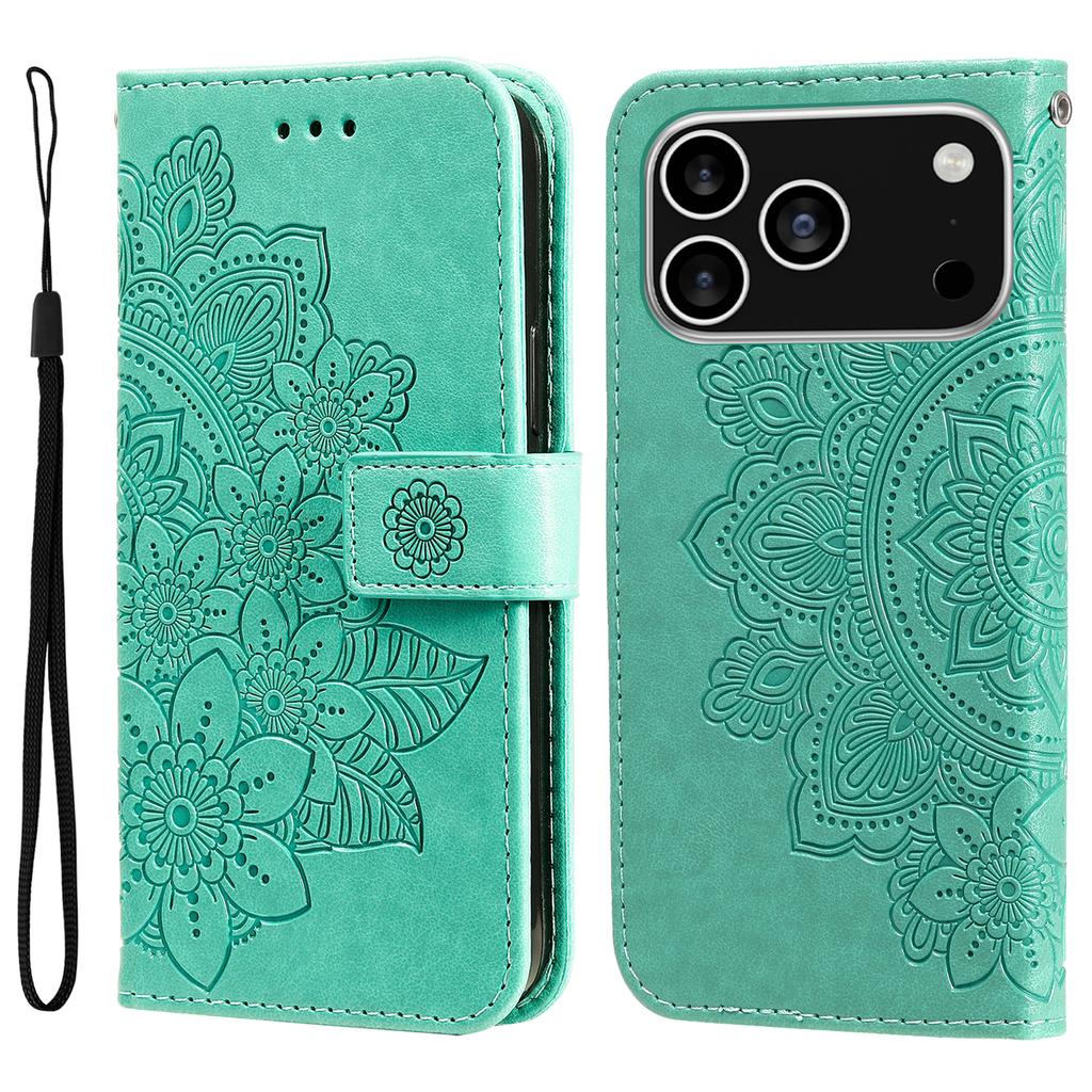For iPhone 17 Pro Case Floral Pattern PU Leather Wallet Stand Phone Cover