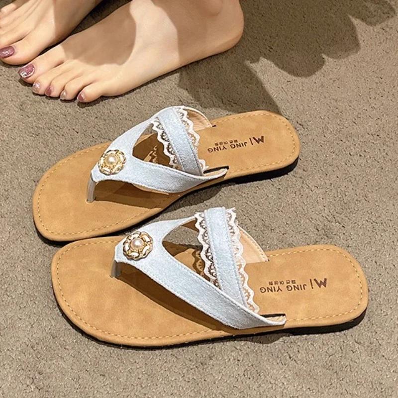 Fashion Women Flip Flops Flats Slippers Fashion Clip Toe Shoes Summer Sandals 2025 Casual Trend Beach Woman Slides Mujer De Zapatillas