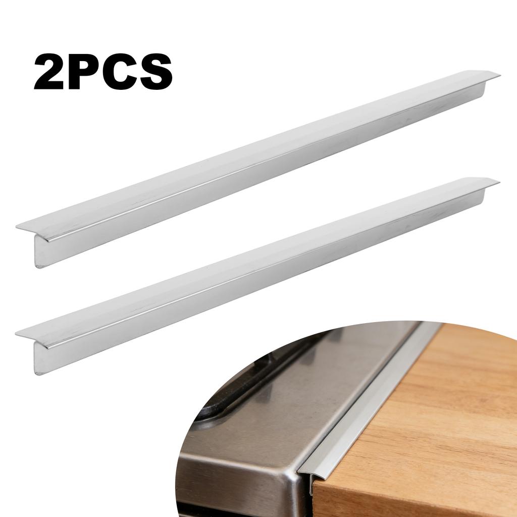 2 Pack Stainless Steel Stove Crevice Covers Easy Clean Heat Resistant Stove Counter Crevice Cover Suitable for Even Surface