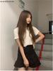 2024 Autumn High-Waist Irregular Ruffle White Denim Midi Skirt - Slimming A-Line, Anti-Exposure Design for Women