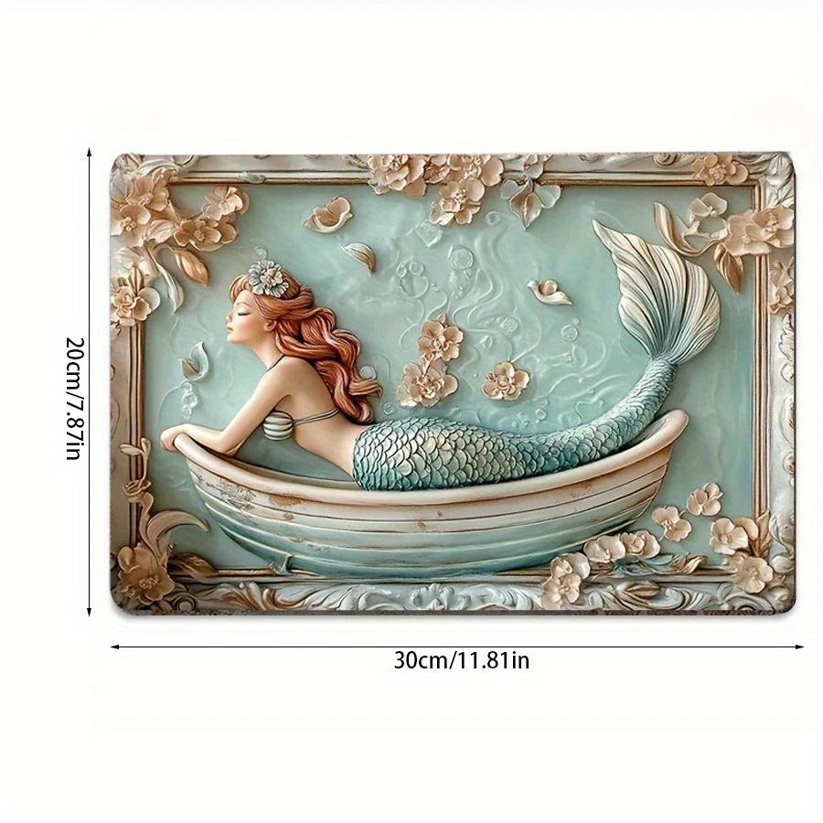 

2d Flat 30*20cm, Relaxing Mermaid Wall Art, Wooden Decorative Plaque, Suitable for Home, Bar, Restaurant, and Event Decorations. 30*20cm