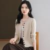 Autumn and Winter New Knitted Cardigan Women's Simple Short Sweater Solid Color Wool Outer Top Thin