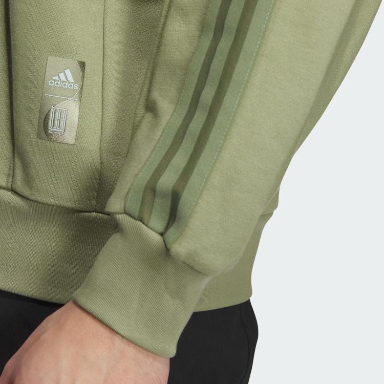 Adidas Wuji Series Silky Sweatshirt Crew Neck Sports Casual Pullover Long Sleeve Hoodie Men Sweatshirt Tent-Green JI8711