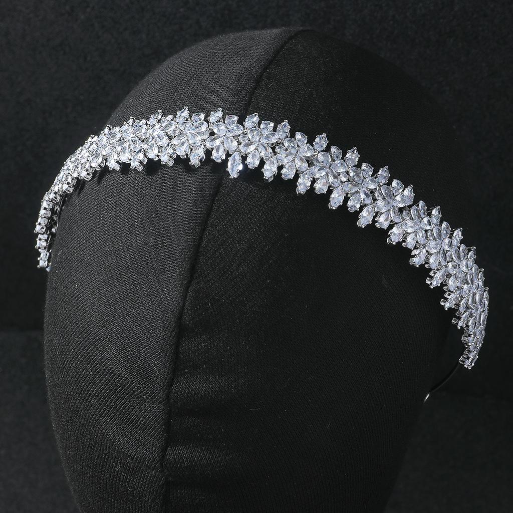 Luxus Braut Diadem Hochzeit Haarband Zirkonia Braut Haarband Diademe und Kronen für Frauen Party Abschlussball Haarschmuck Kopfschmuck