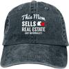 Real Estate Mom Baseball Cap Washed Cotton Adjustable Casual Distressed Dad Hat for Women