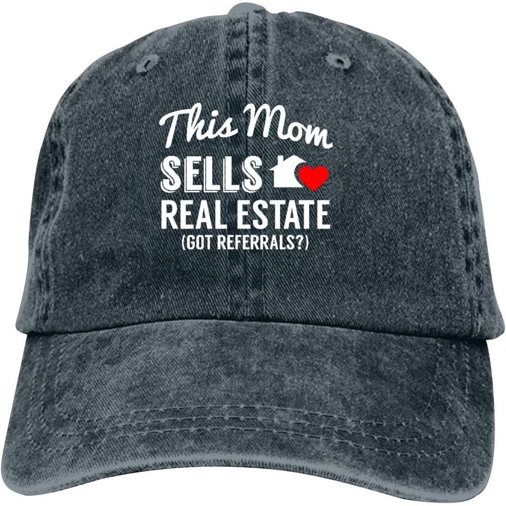 Real Estate Mom Baseball Cap Washed Cotton Adjustable Casual Distressed Dad Hat for Women
