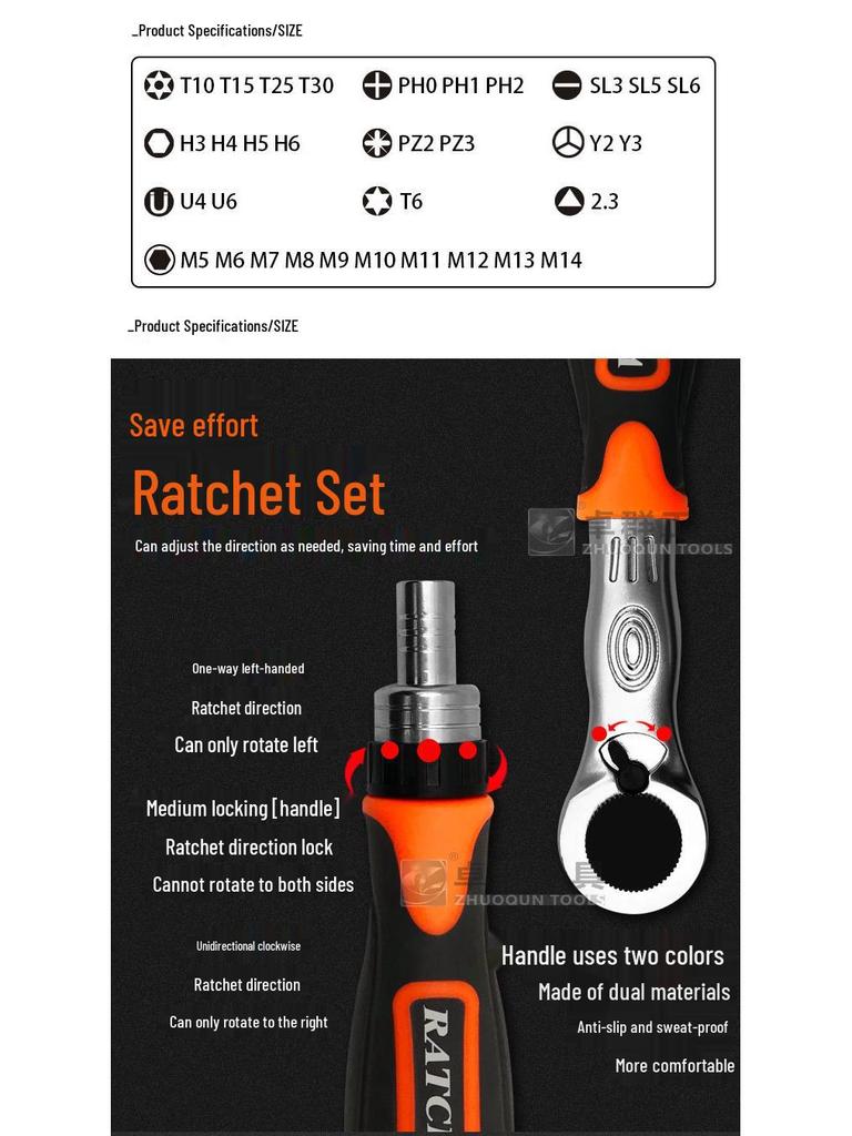 38-in-1 Multi-Use Ratchet Screwdriver Set with Odd-Shaped Bits for Household and Mechanical Repairs