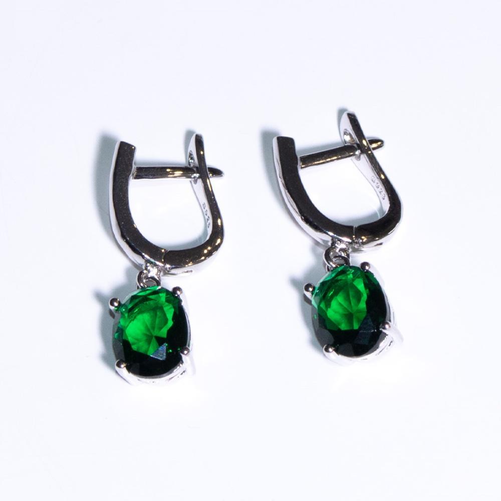 7*9mm Created Nano Emerald 925 Sterling Silver Tarnish Unique Zircon Womens 925 Silver Earrings