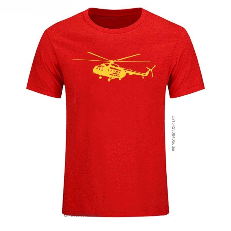 Summer Mens T Shirt Short Sleeve Cotton Print Mi8 Helicopter TShirt Casual Shirt Cool Tees Tops Streetwear Cotton Fabric
