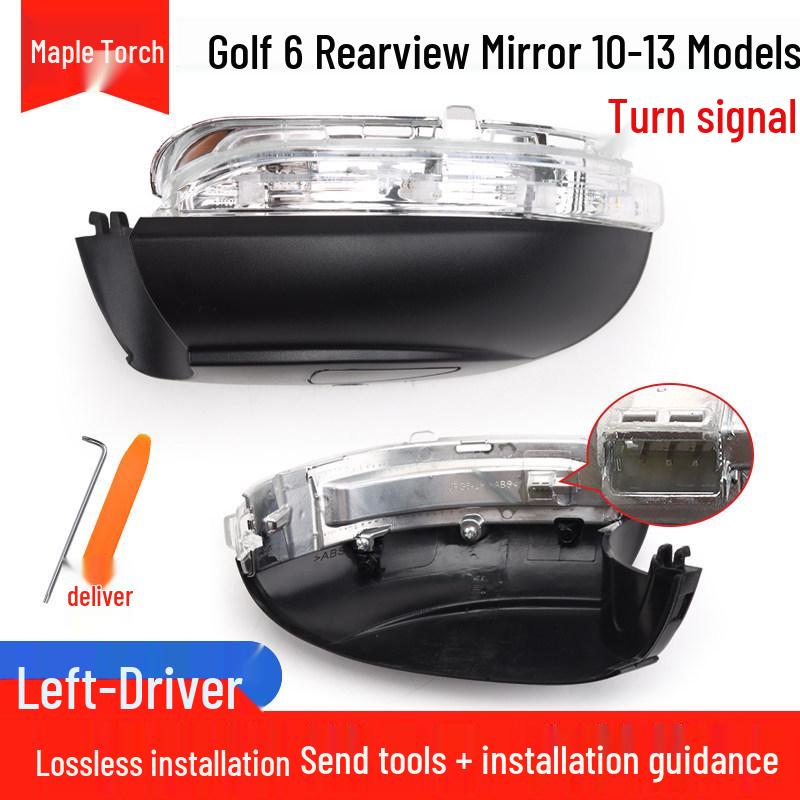Volkswagen Golf 6 (2010-2013) Vetro Specchietto Retrovisore con Freccia e Cornice Riflettente