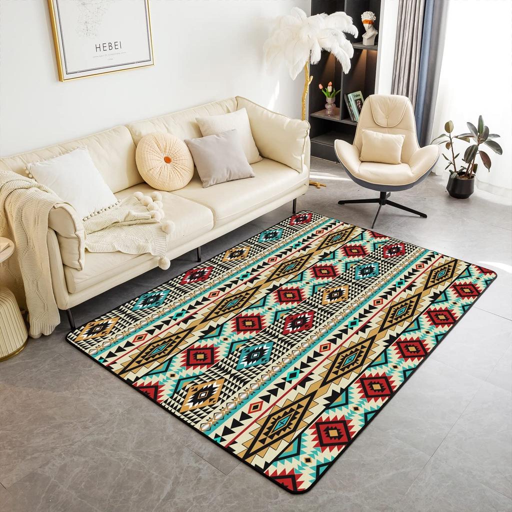 Western Aztec Living Room Rug Exotic Nordic Style Bohemian Floor Mat Ethnic Tribal Arrow Doormat Country Retro Geometric Carpet