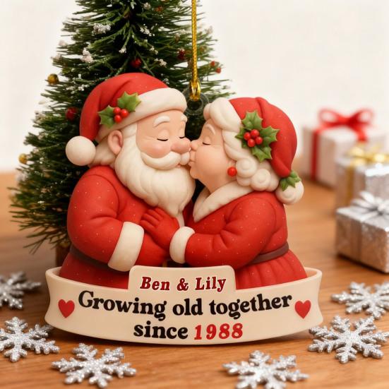 Yousheng Xmas Tree Hanging Pendant Growing Old Together Since 2025 Personalized Acrylic Christmas Ornament Santa Couple Decoration