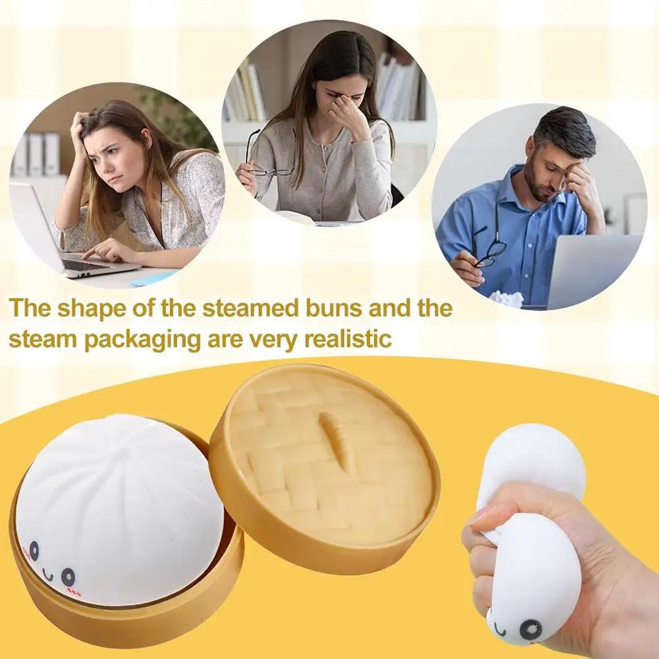 Colorful Dumpling Cha Siu Bao Stress Balls Squishy Relax Relieve Anxiety Antistress Enhance Happiness Reusable Rebound Squeeze