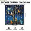 1pc 1pcs Whimsical Cat Tree Shower Curtain Suitable for & - Magical Starry Night Cat-Themed Bath Curtain with Grommets, -Care,