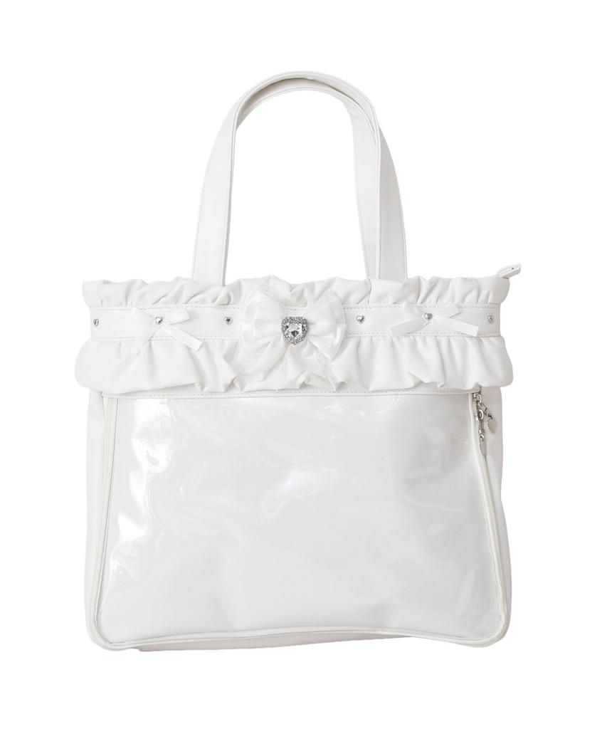 bag for fans of sparkly tote decorated clear for live sax Ita-bag (decorated anime/manga/games), transparent, frilly, heart, jeweled, Yumetenbo,