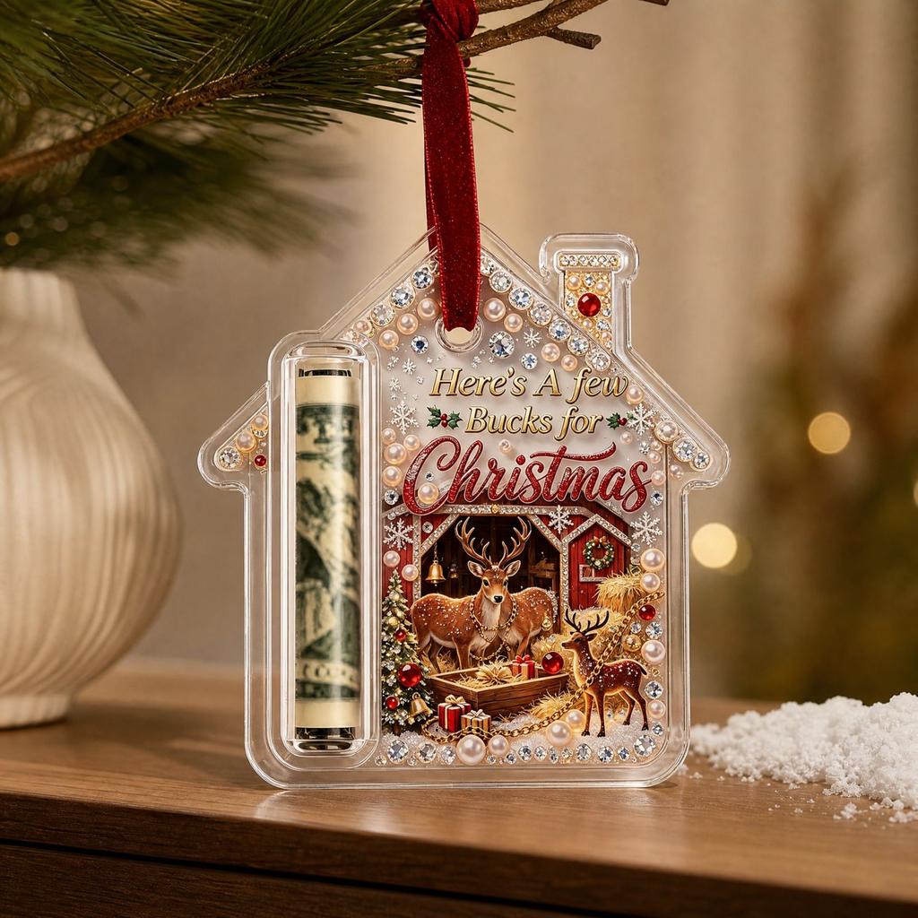 Christmas Ornament - 2D Flat Acrylic Holder Hanging Decoration for Gift Cards and