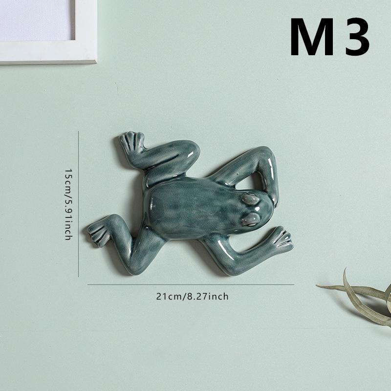 Nordic Style Ceramic Frog Wall Hanging Ornaments Living Room Background Display Crafts 3D Frog Wall Hanging Decoration