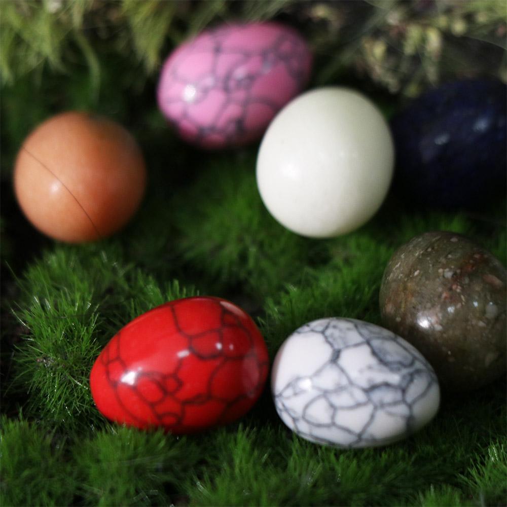 10 Stück Blumentopfstein Naturstein poliert Ei Mini Zufallsmuster Osterdekoration Ei DIY 22x30mm Ei Handwerk Garten