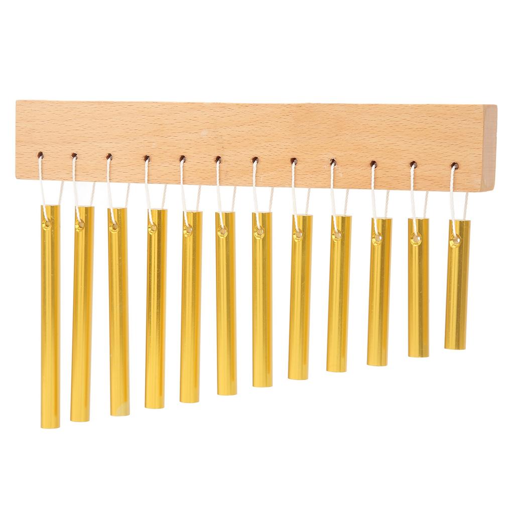 Wind Chime 12 Key Composite Wood Metal Easy Playing Wind Chime Ornament Percussion Instrument Gold