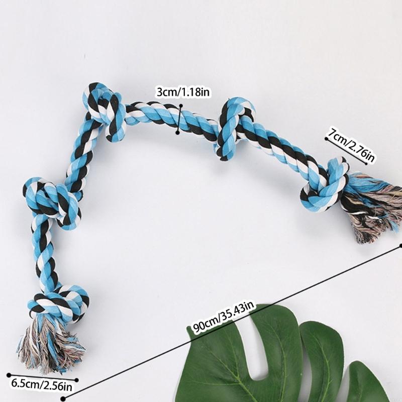 MultiFunctional Pet Rope Tug Toy 90cm Long Braided Cotton Chew Resistant Design Teething Pull Rope for Medium Large Dog HX6C
