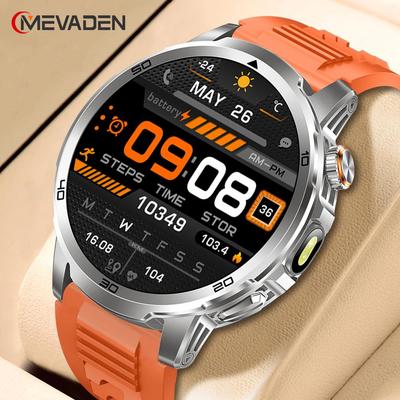 MEVADEN Neue 1,85 Zoll Herren Bluetooth Anruf Smartwatch Sport Fitness Tracker Herzfrequenzmesser LED Taschenlampe Smartwatch für Android iOS 1000mAh MD60