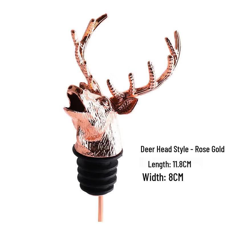 Stainless Steel Deer Head Bartending Pourer & Stopper