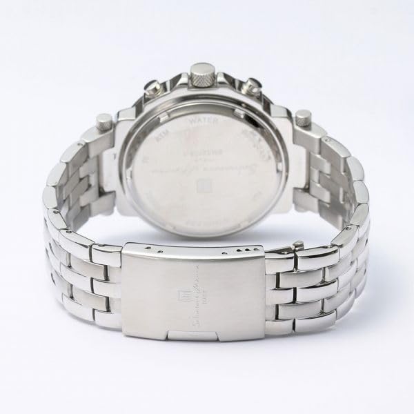 Salvatore Marra Metal Watch SM22108-SSWH Day & Date Display 10 ATM Water Resistant Silver Case White Metal Band