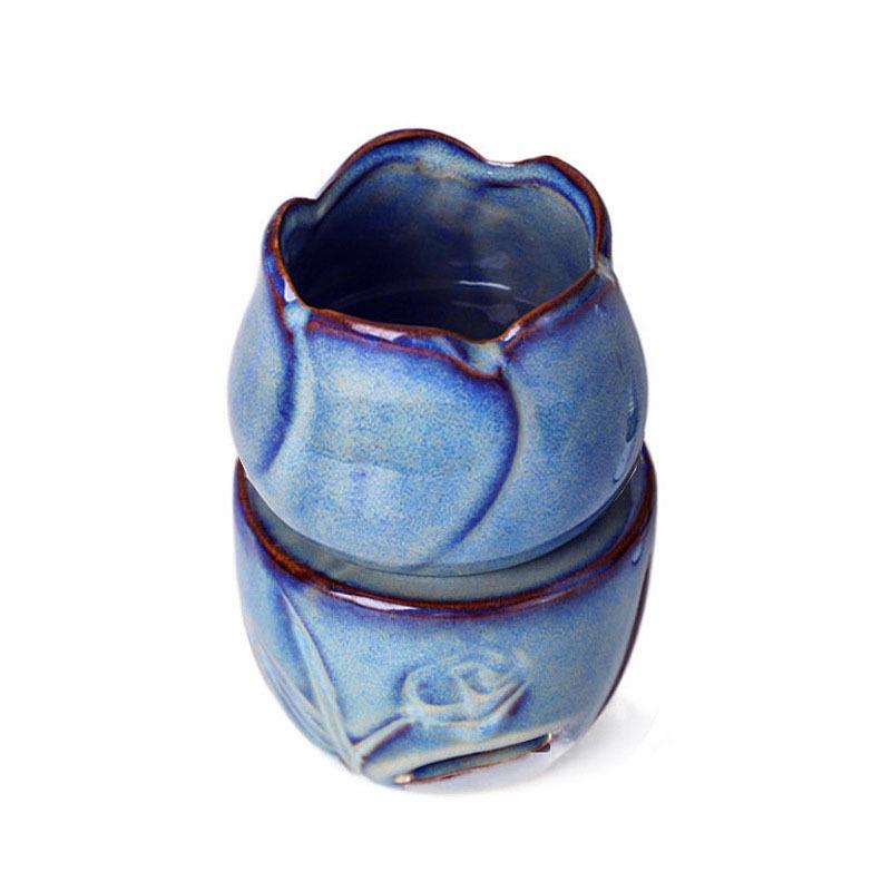 L17 Tulip Ceramic Incense Burner: Large Capacity Aroma & Essential Oil Candle Holder
