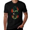 Traditional Black Panther Fighting Green Snake Tattoo Tshirt Holiday Vacation Tee Shirt