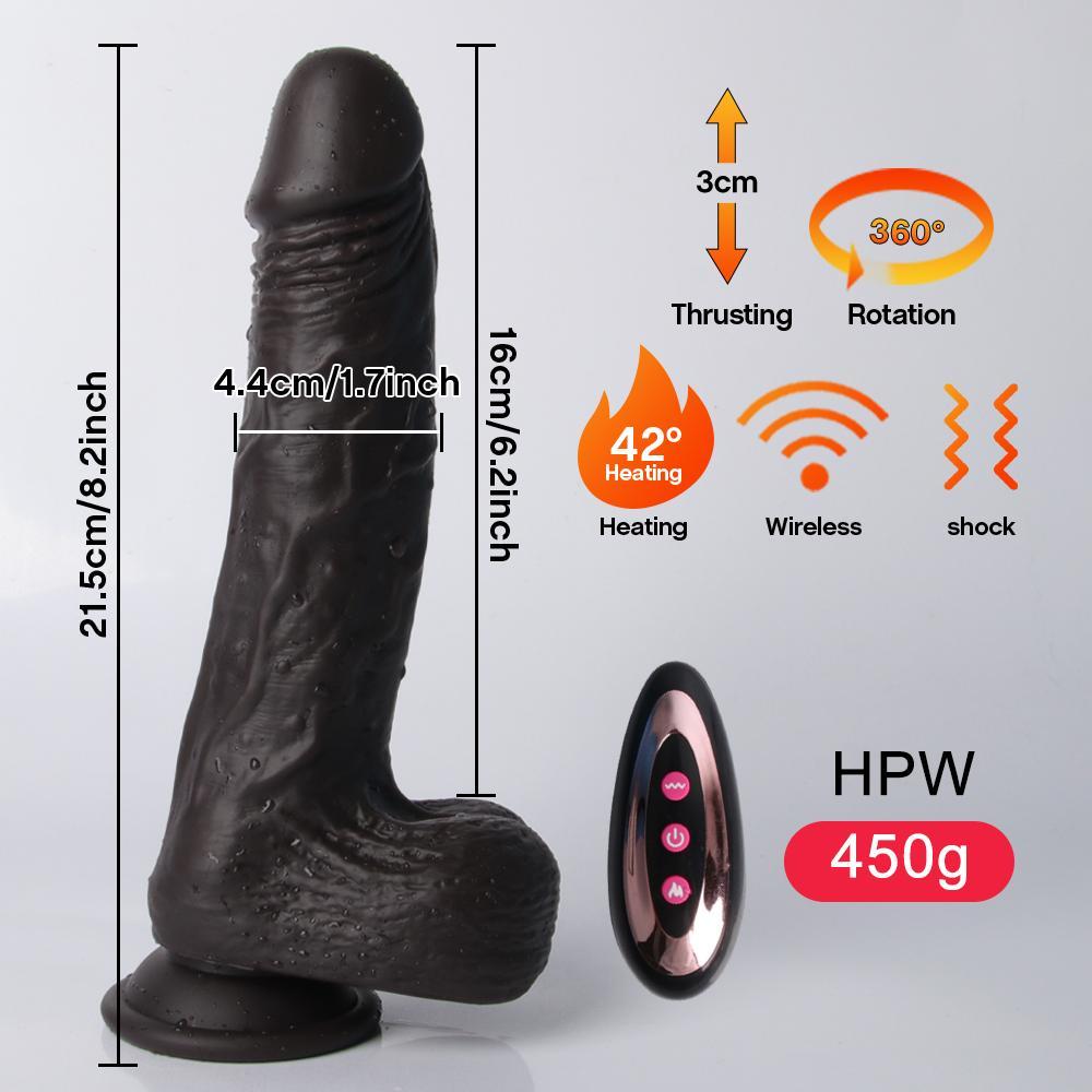 Realistické Dildo Vibrátor pro ženy Dildo Sex Toys Topení Dick Dálkové ovládání Teleskopické rotační penisové vibrátory Sex Machine