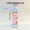 1PC Pink Pig Wearing Watermelon Hat Print 750ml Color Plastic Sports Water Bottle Leakproof Flip Straw Lid Suitable for Sports Office Home Use