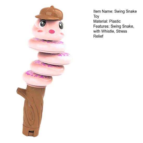 Swing Snake Whistle Toy Stress Relief Swinging Cartoon Snake Stick with Whistle Toddlers Boys Girls Interactive Educational Animal Toy