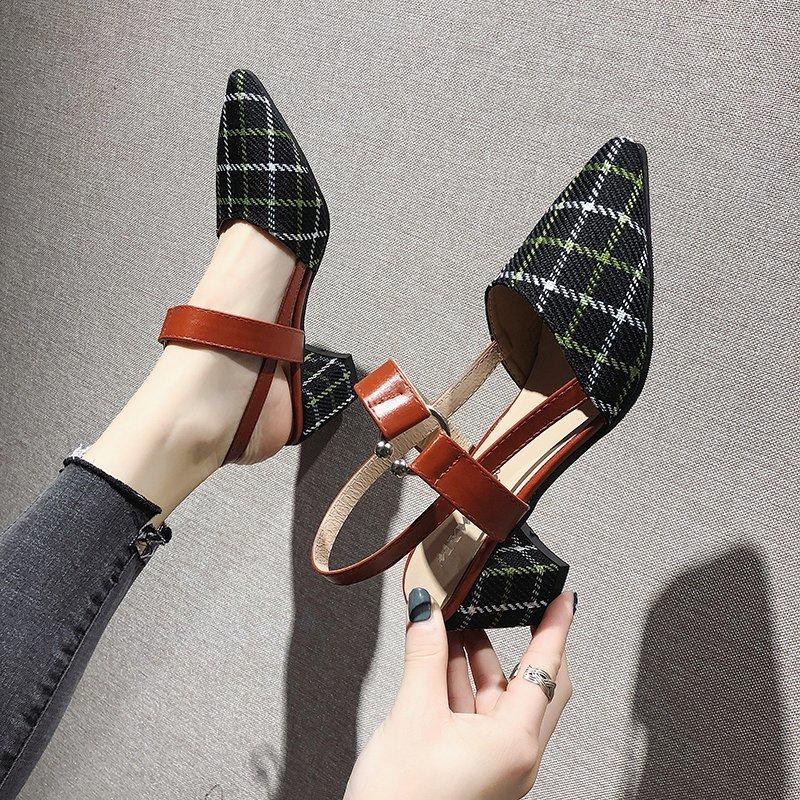 Damenschuhe Neue Hohl Grob Sandalen Hochhackige Flach Mund Spitz Pumps Arbeit Frauen Weibliche Sexy High Heels Zapatilla Gitter