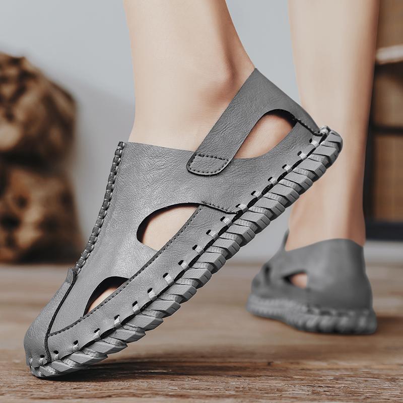 Fashion Summer New Fashion New Handmade Casual Sandals Hand Sewn Style Outdoor Flats Comfort Non-slip Men Breathable Cool Leather Shoes