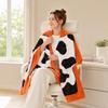 Flannel Cow Print Blanket, Soft Warm Fuzzy Fleece Throw Blanket, Cozy Plush Blanket for Couch Bed Travel