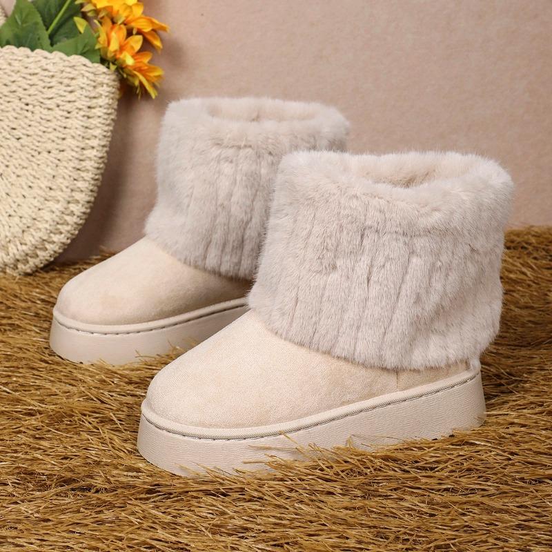 Winter Women Boots Suede Thermal Sleeves Keep Warm Mid-Calf Snow Boots Ladies Comfortable Platform Shoes Zapatos Mujer Size 41