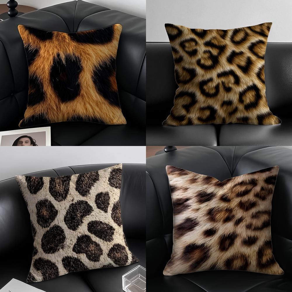 Leopard print Cushion Cover Pillow Case Antidustmite Invisible zipper silky plush cushion