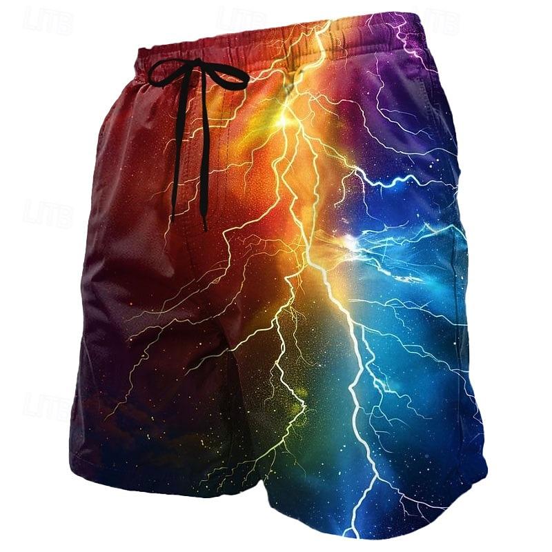 Men s Lightning Gradient Color Neon Glow Swim Trunks Swim Shorts Board Shorts Mid Waist Casual Outdoor Vacation XL