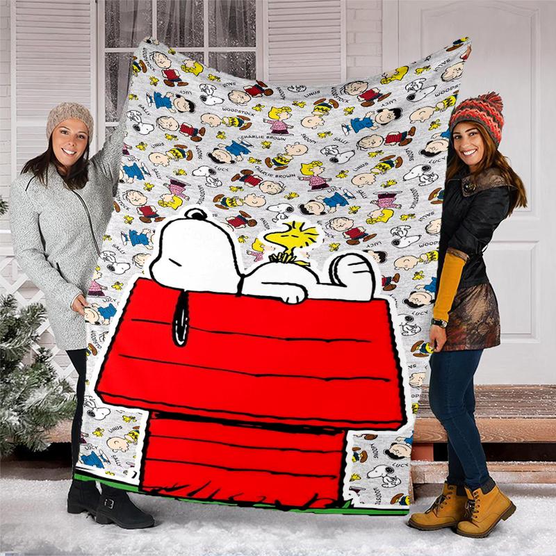 Snoopy's Adventure Print Flannel Blanket, Soft Warm Lightweight Throw Blanket for Living Room,Sofa Bed Camping Office